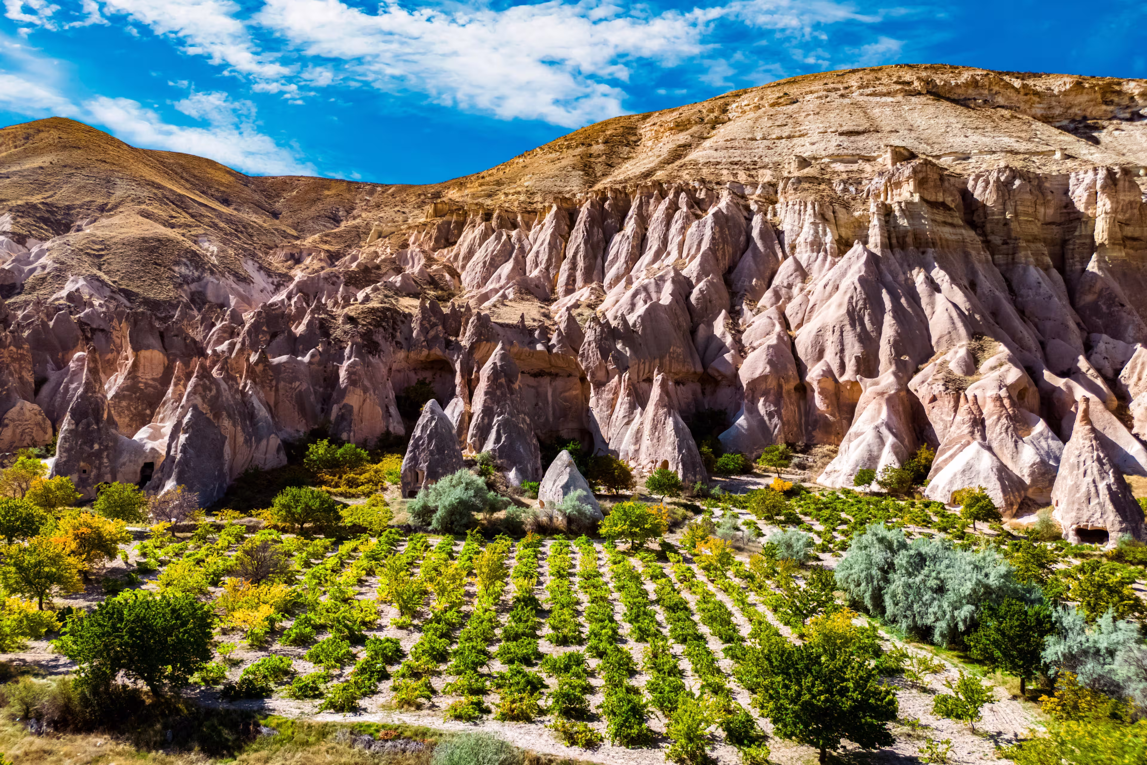 View of Zelve Valley in Cappadocia, Turkey. UNESCO World Heritage Site.