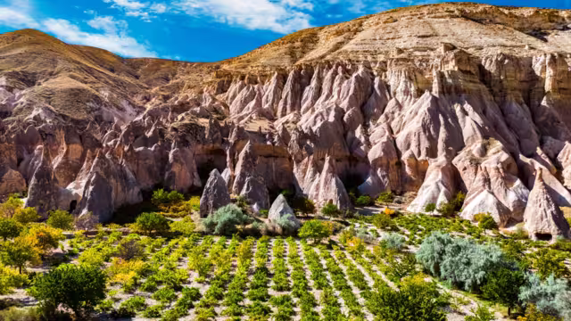 View of Zelve Valley in Cappadocia, Turkey. UNESCO World Heritage Site.