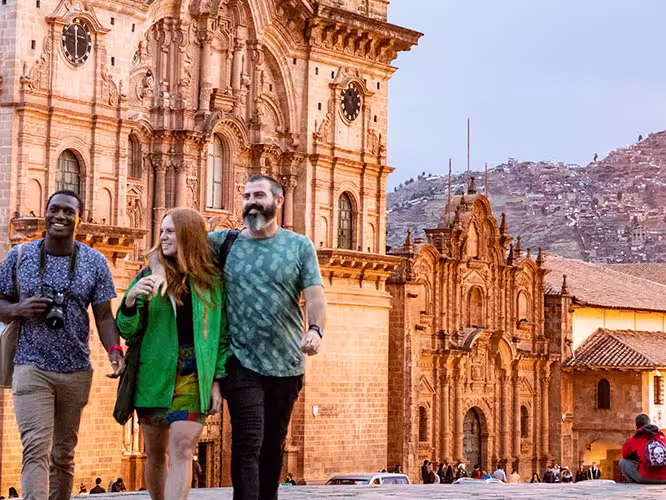 GGPEC - Travellers walking near Cusco Cathedral, Peru