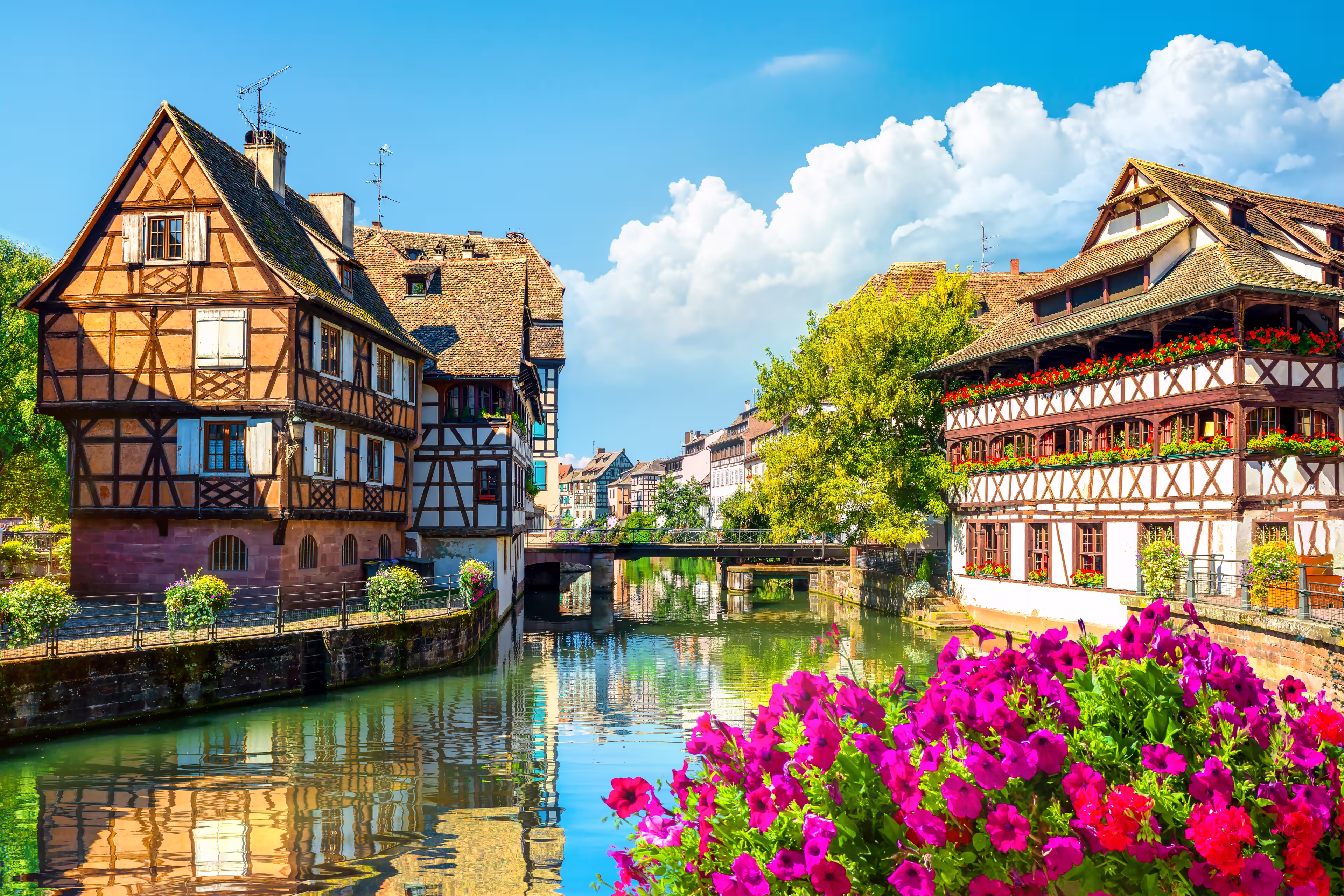 Picturesque district Petite France in Strasbourg, houses on river