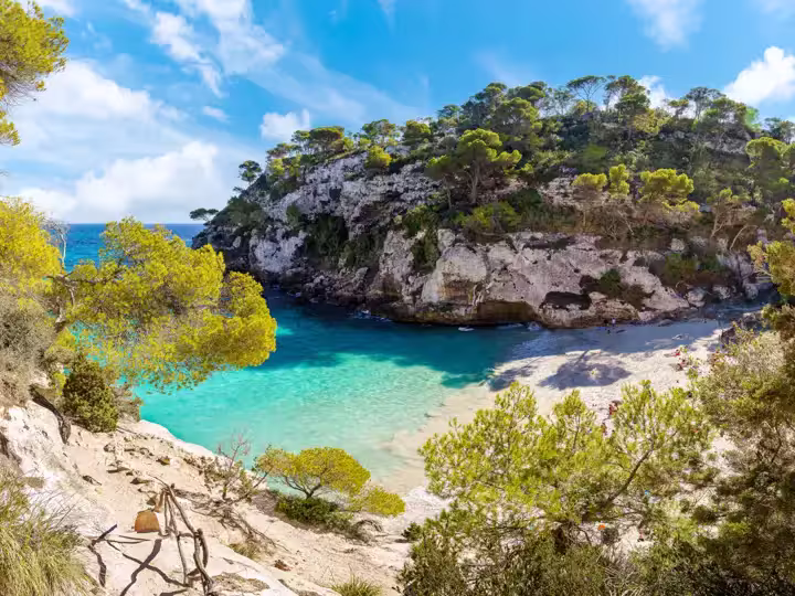 Landscape with Cala Macarelleta beach, Menorca island, Spain