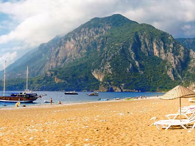 Landscape view of Cirali beach along the Lycian Way, Turkey