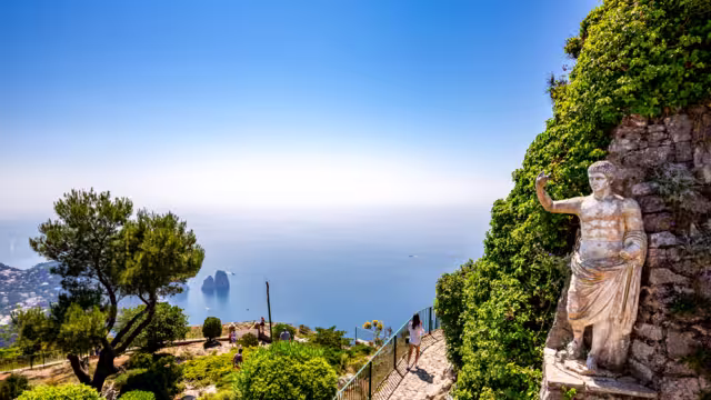 CAPRI ISLAND, ITALY, JUNE 10, 2015 : panorama of Capri island from Monte Solaro, in Anacapri, june 10, 2015, in Anacapri, Capri, Italy