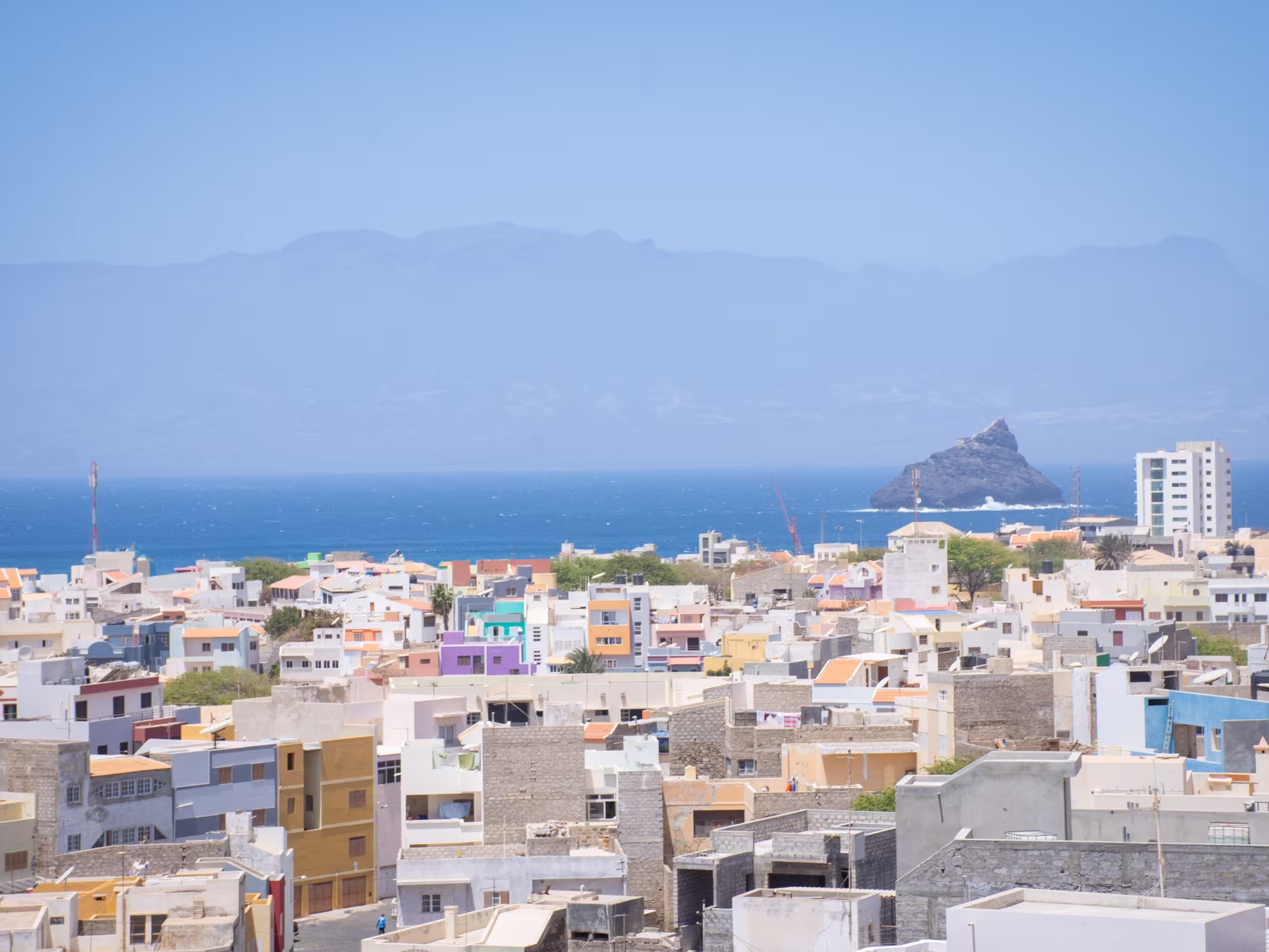 View to the main port of Mindelo on the island of Sao Vicente, Cape Verde Islands