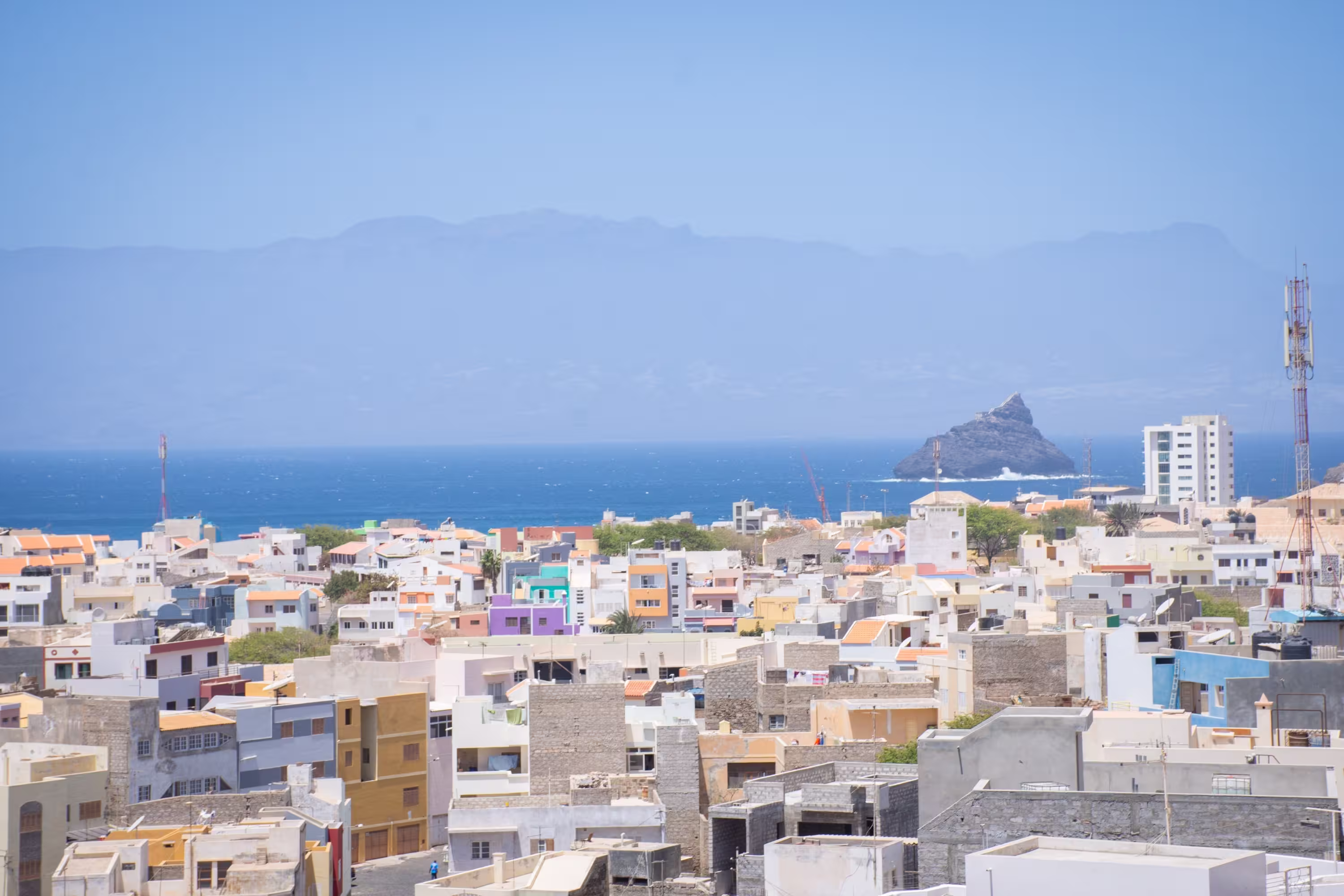 View to the main port of Mindelo on the island of Sao Vicente, Cape Verde Islands