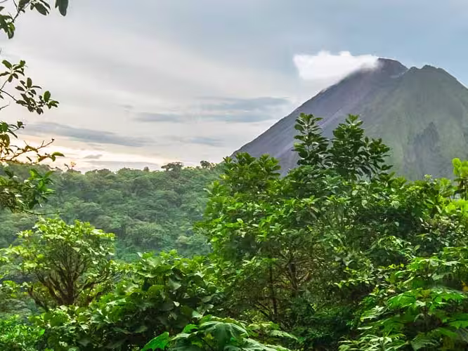 Jungle view of Arenal volcano in costa rica