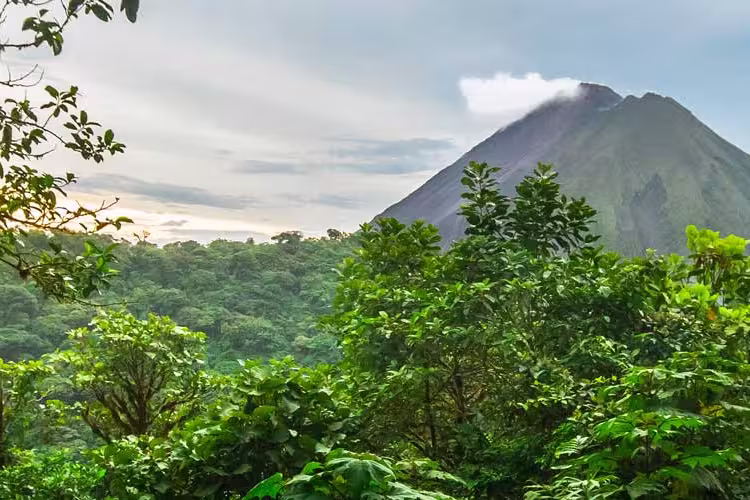 Jungle view of Arenal volcano in costa rica