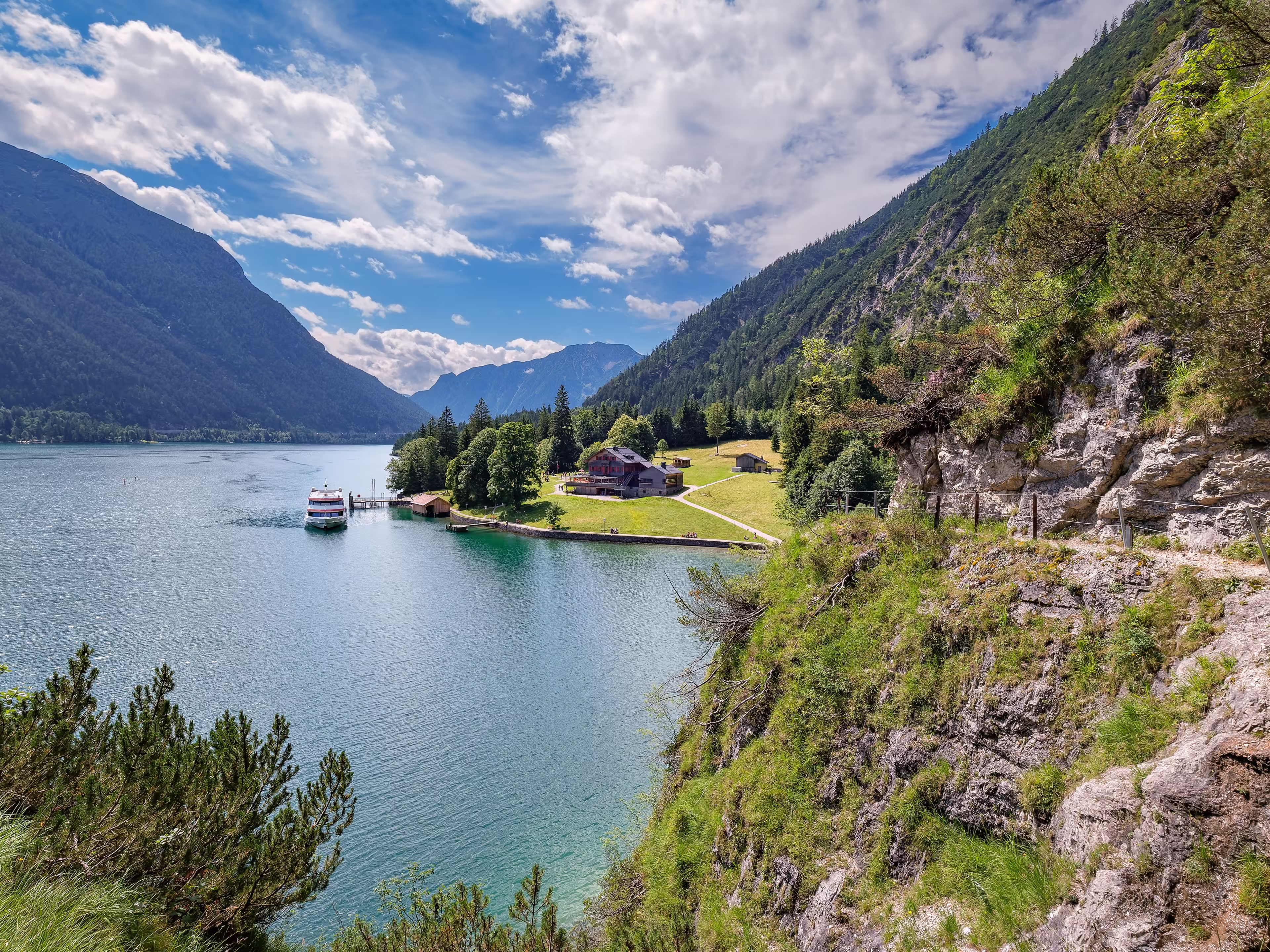 The "Gaisalm" pasture on the western shore of lake "Achensee" can only be reached by foot or by ship