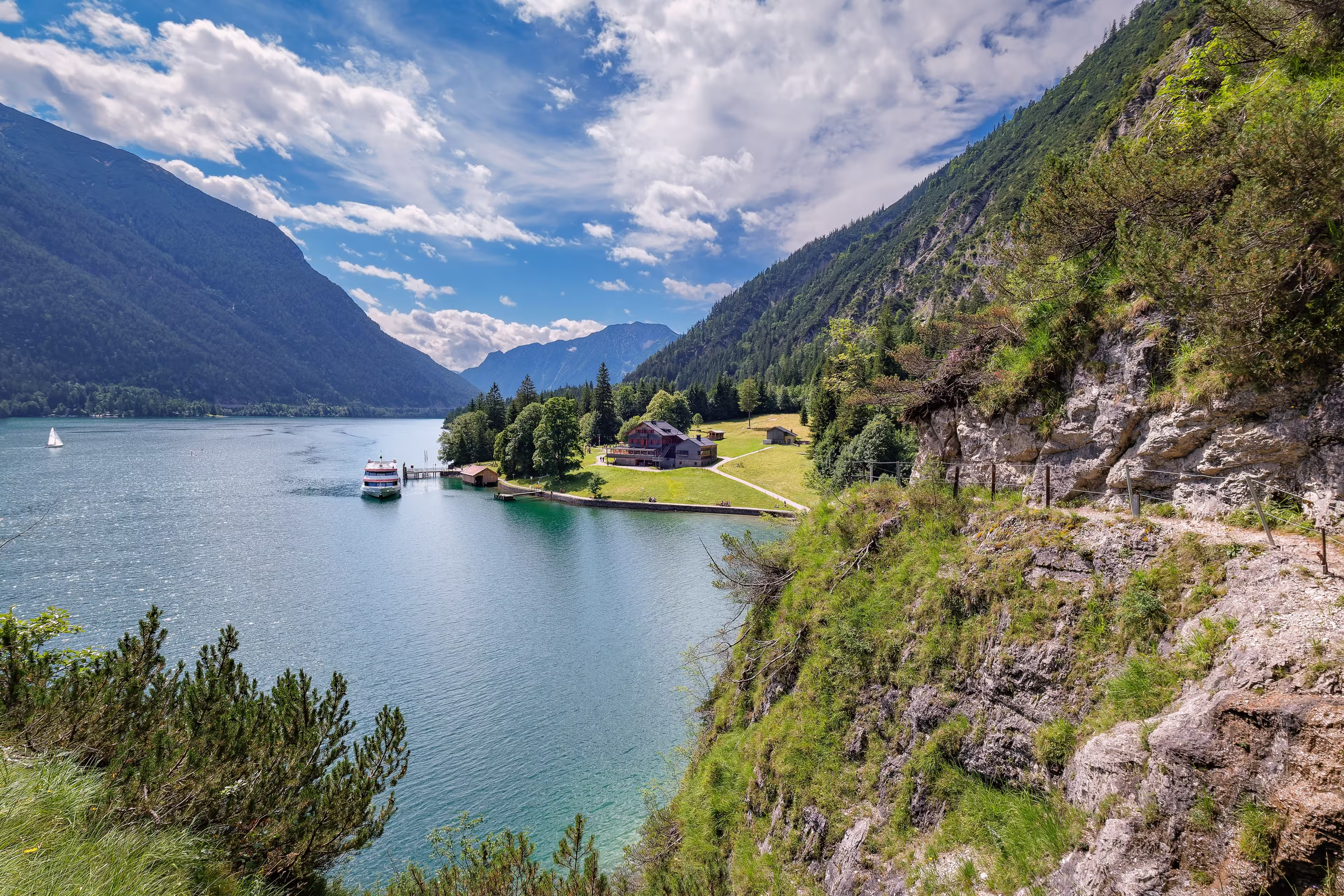 The "Gaisalm" pasture on the western shore of lake "Achensee" can only be reached by foot or by ship