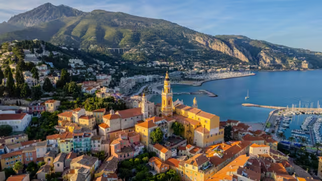 Aerial summer view of Menton, French Riviera (Côte d'Azur), France