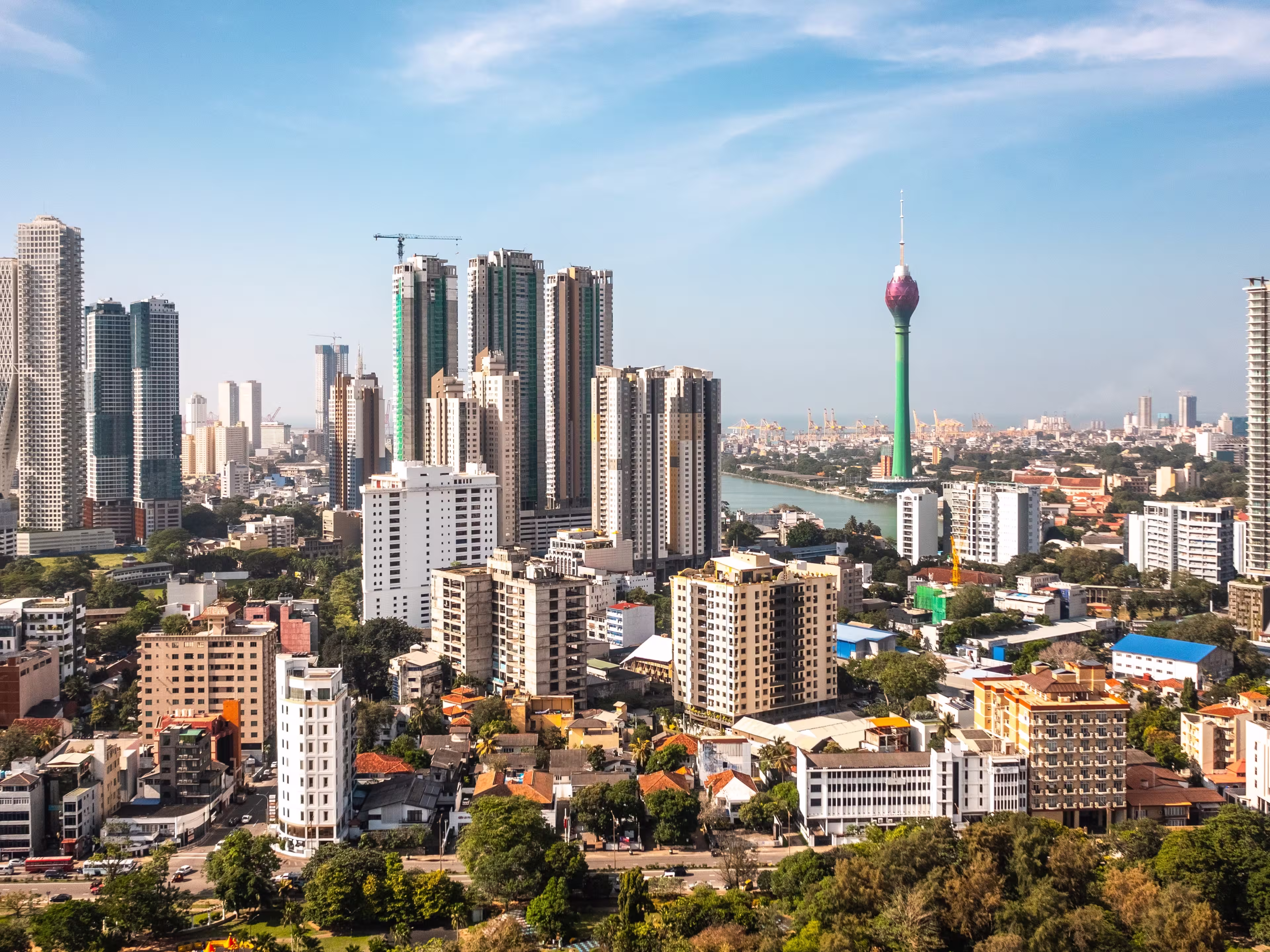 Cityscape of Colombo on a sunny day. Aerial view