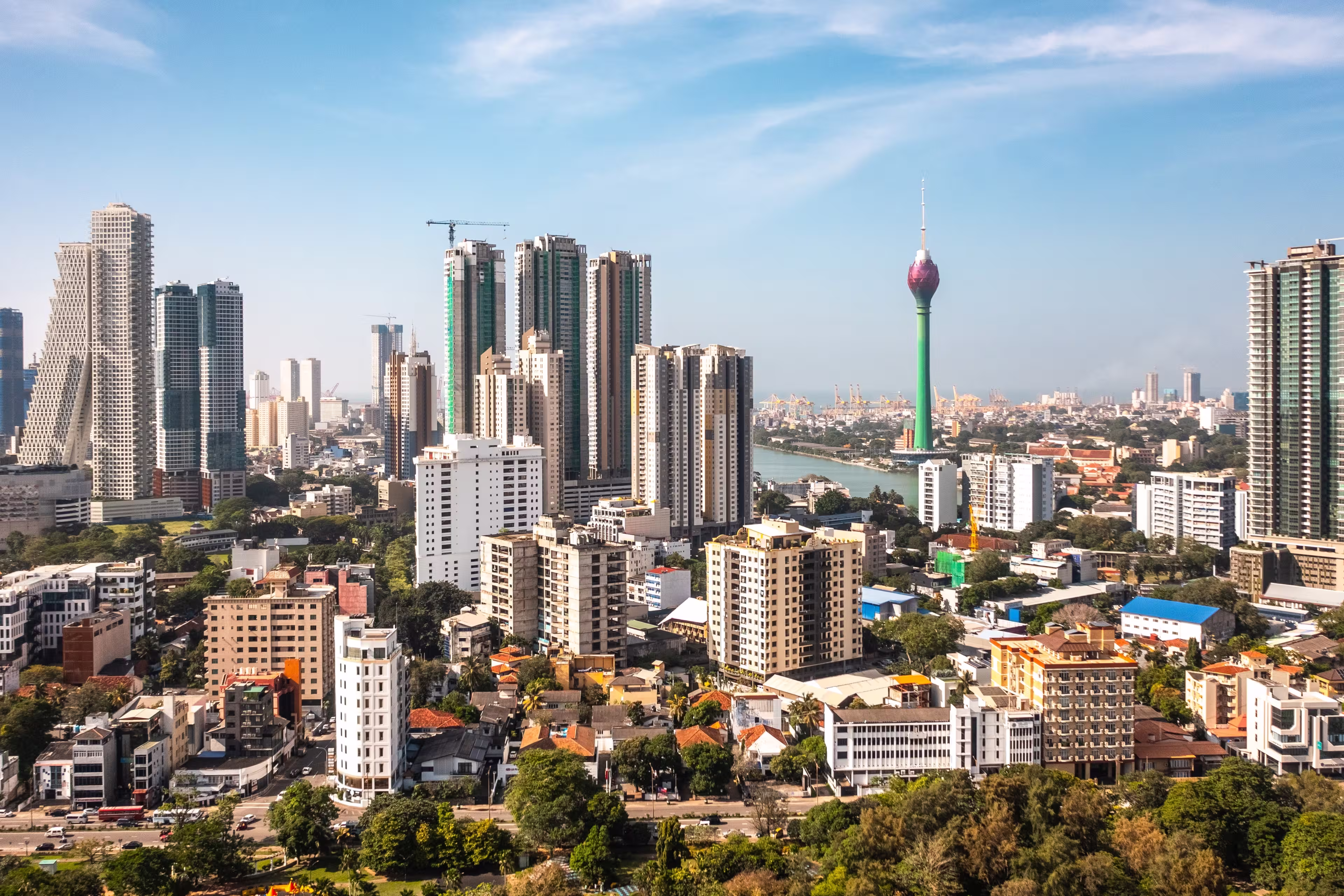 Cityscape of Colombo on a sunny day. Aerial view