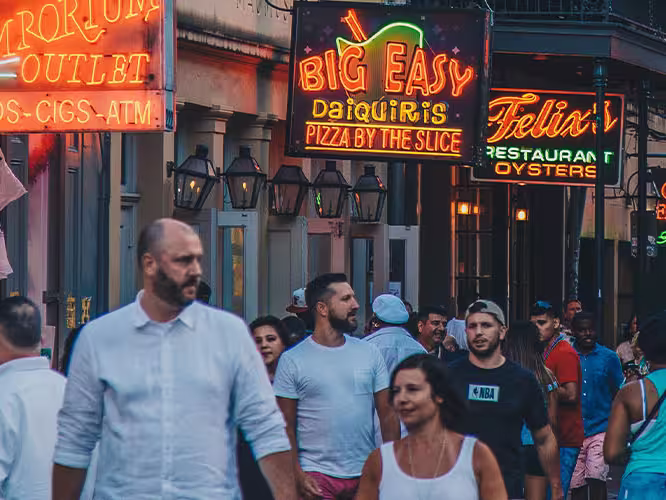 The lights and sounds of Bourbon St., New Orleans