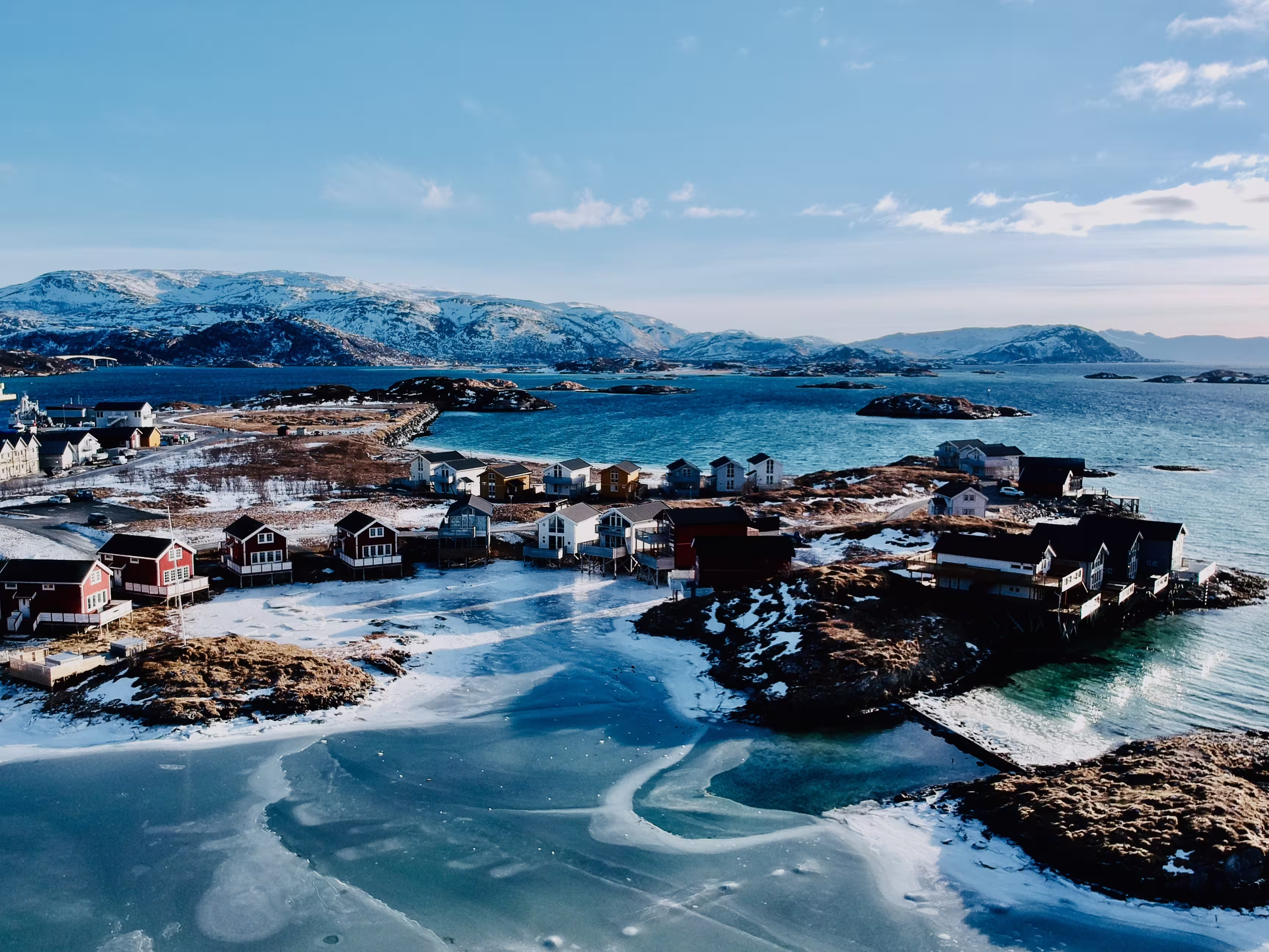 Aerial view of Sommarøy outside Tromsø in Northern Norway