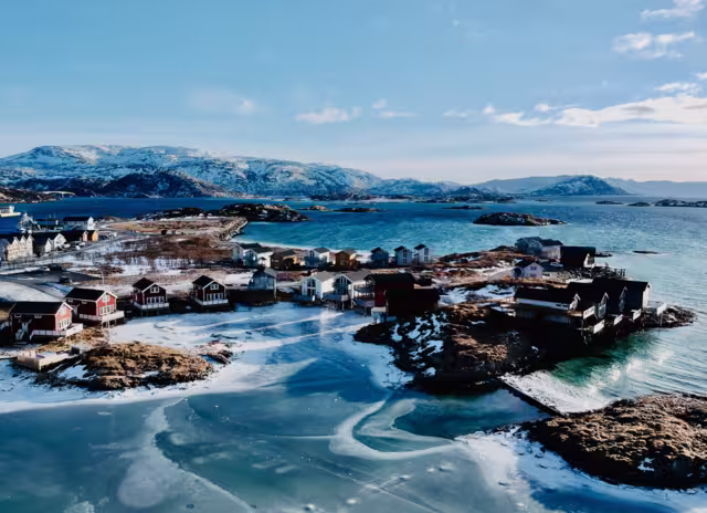Aerial view of Sommarøy outside Tromsø in Northern Norway