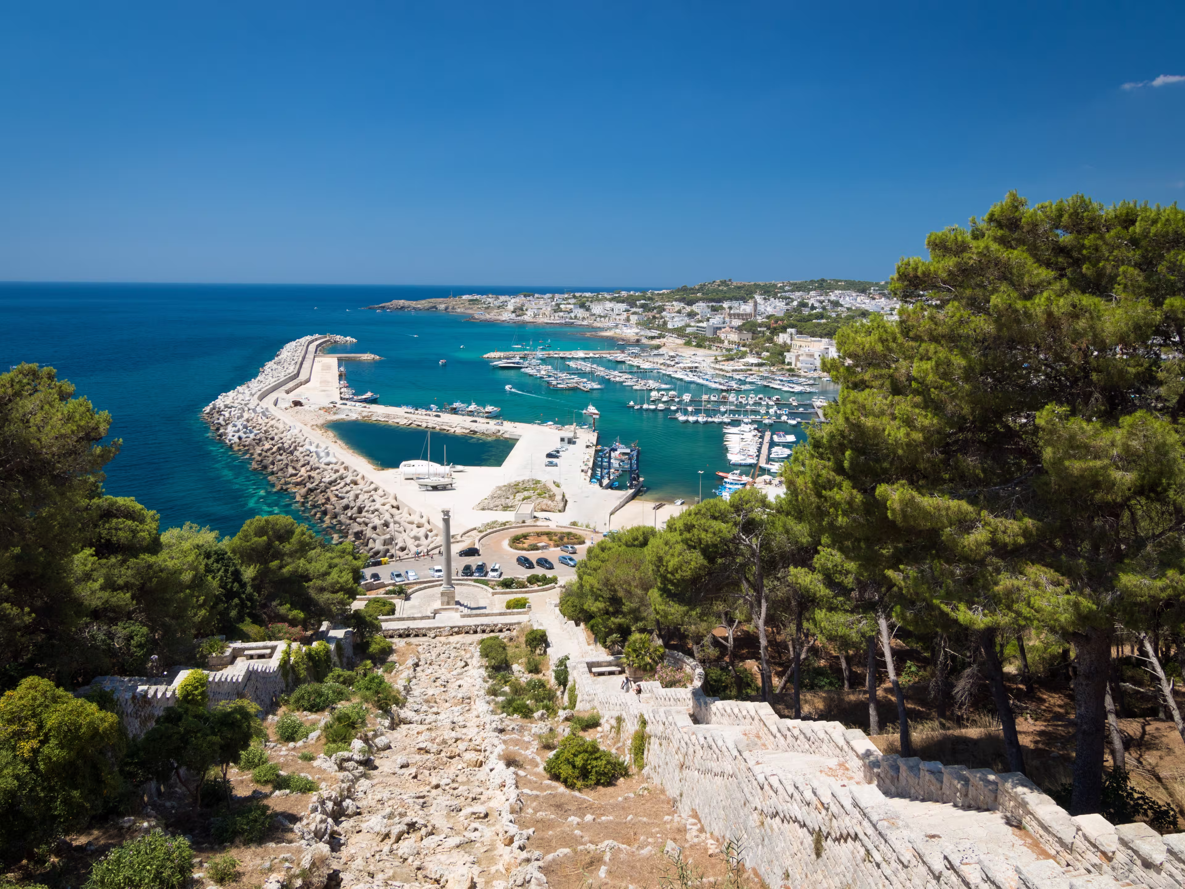 View of marina in Santa Maria di Leuca - southernmost town in the region Puglia, Italy
