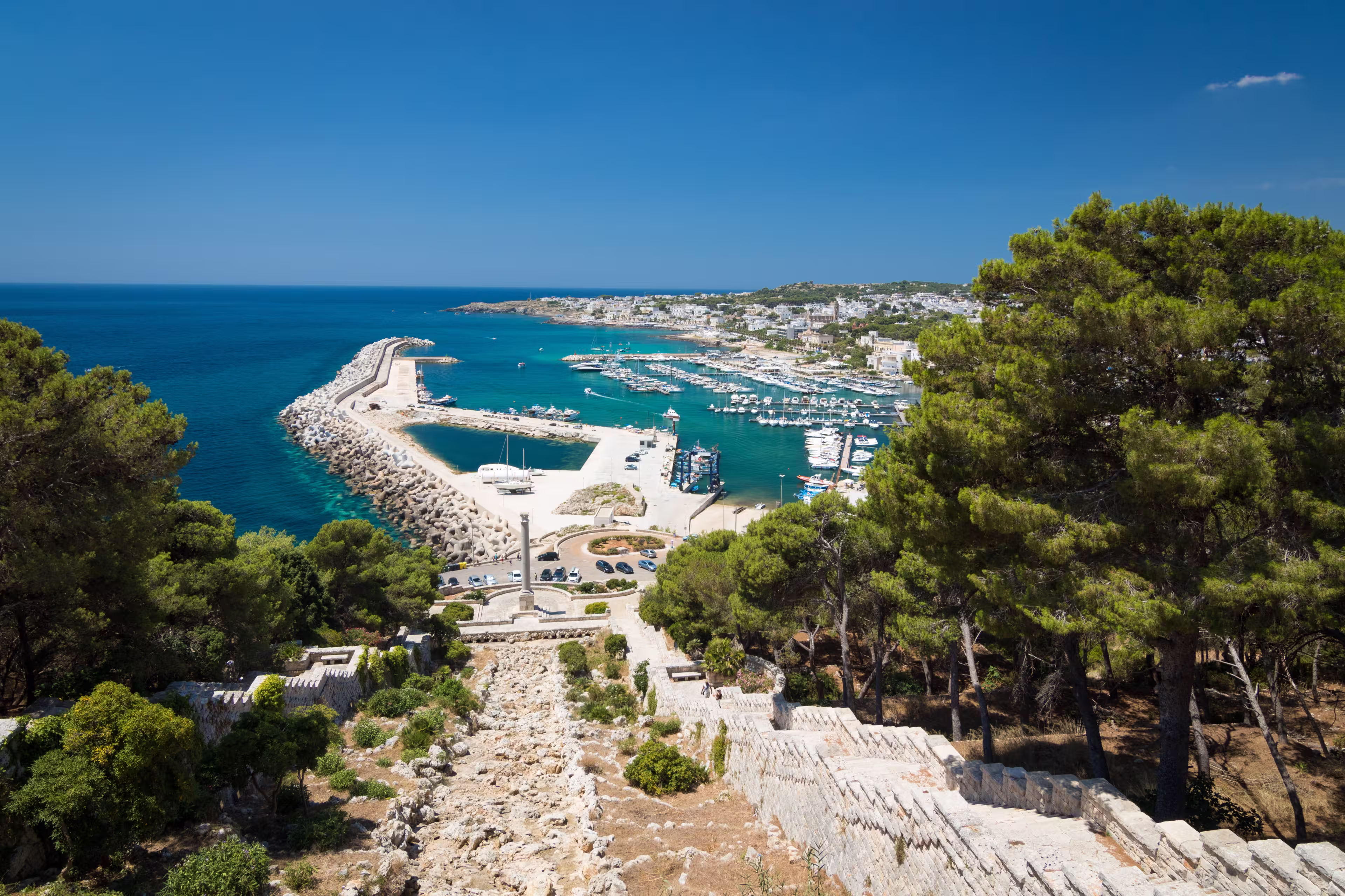 View of marina in Santa Maria di Leuca - southernmost town in the region Puglia, Italy