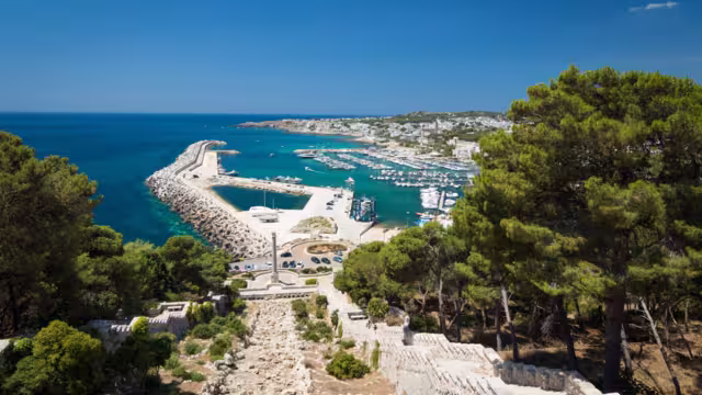 View of marina in Santa Maria di Leuca - southernmost town in the region Puglia, Italy