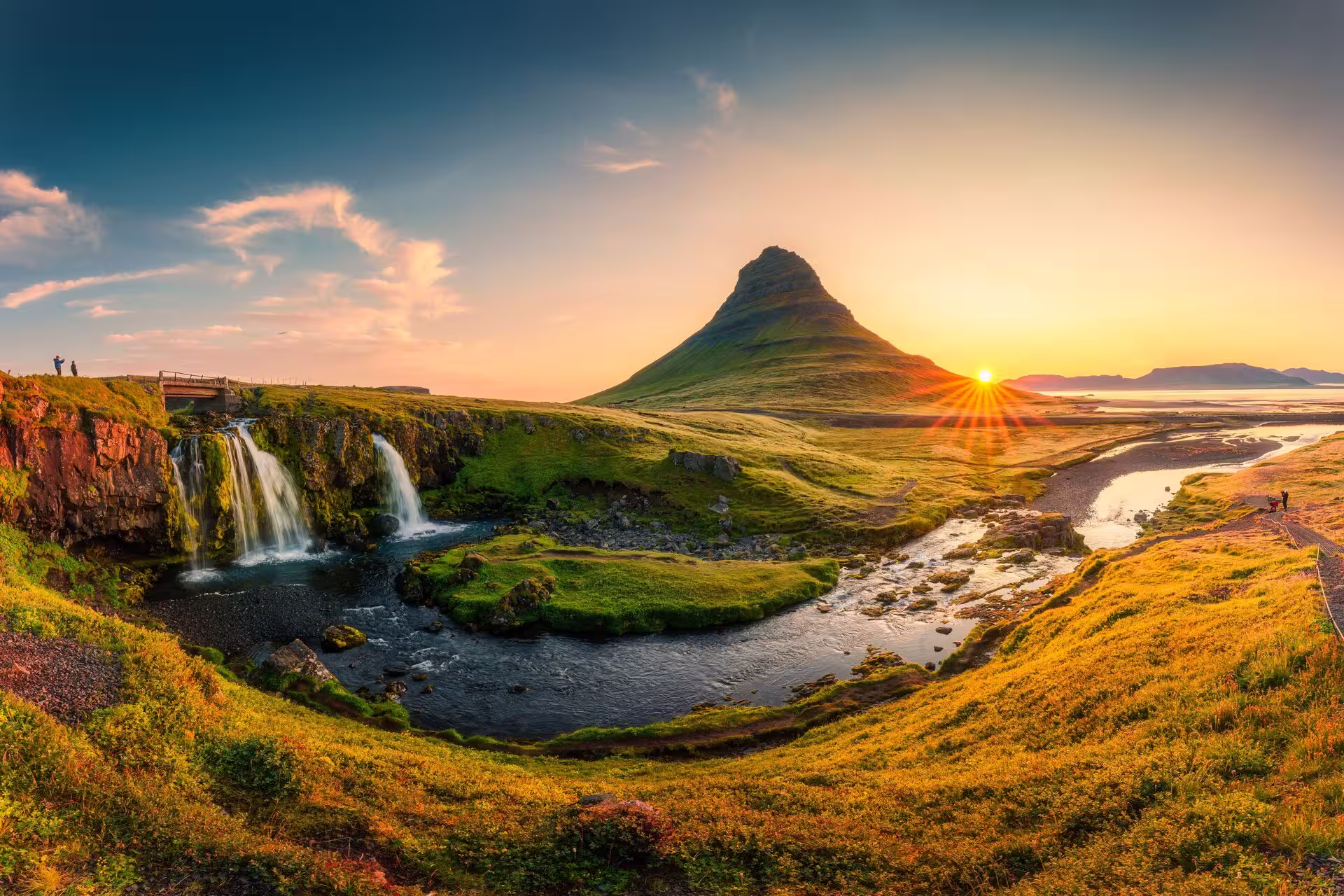 Sunrise over Kirkjufellsfoss near Grundarfjörður on the Snæfellsnes Peninsula