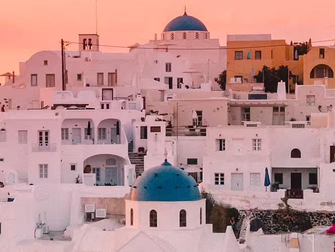 A sunset view over Santorini