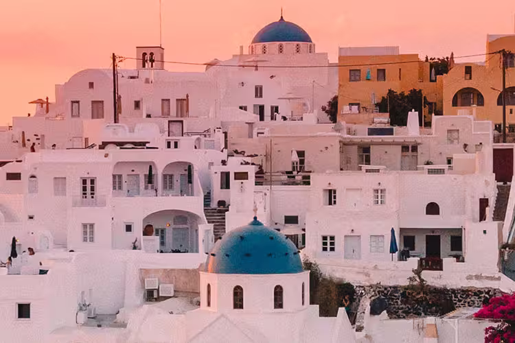 A sunset view over Santorini