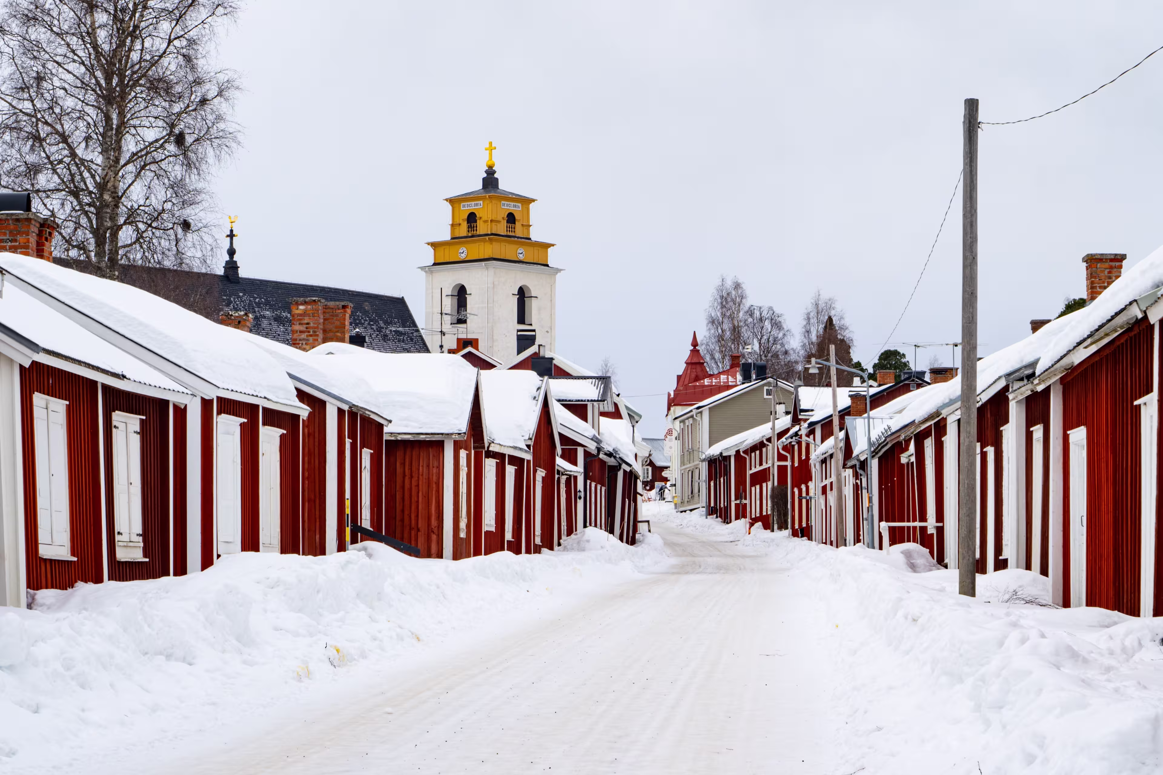 Gammelstad Church Town snowfall in sweden