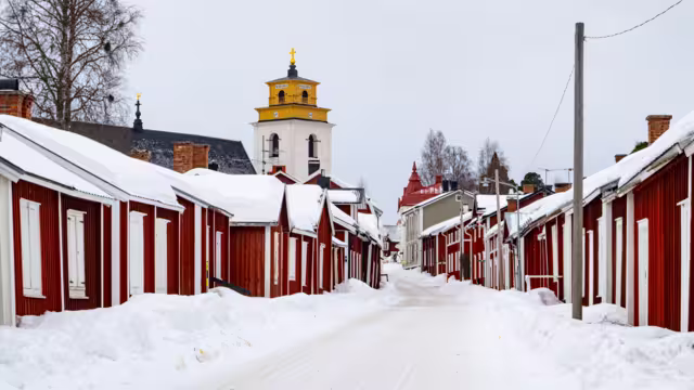 Gammelstad Church Town snowfall in sweden