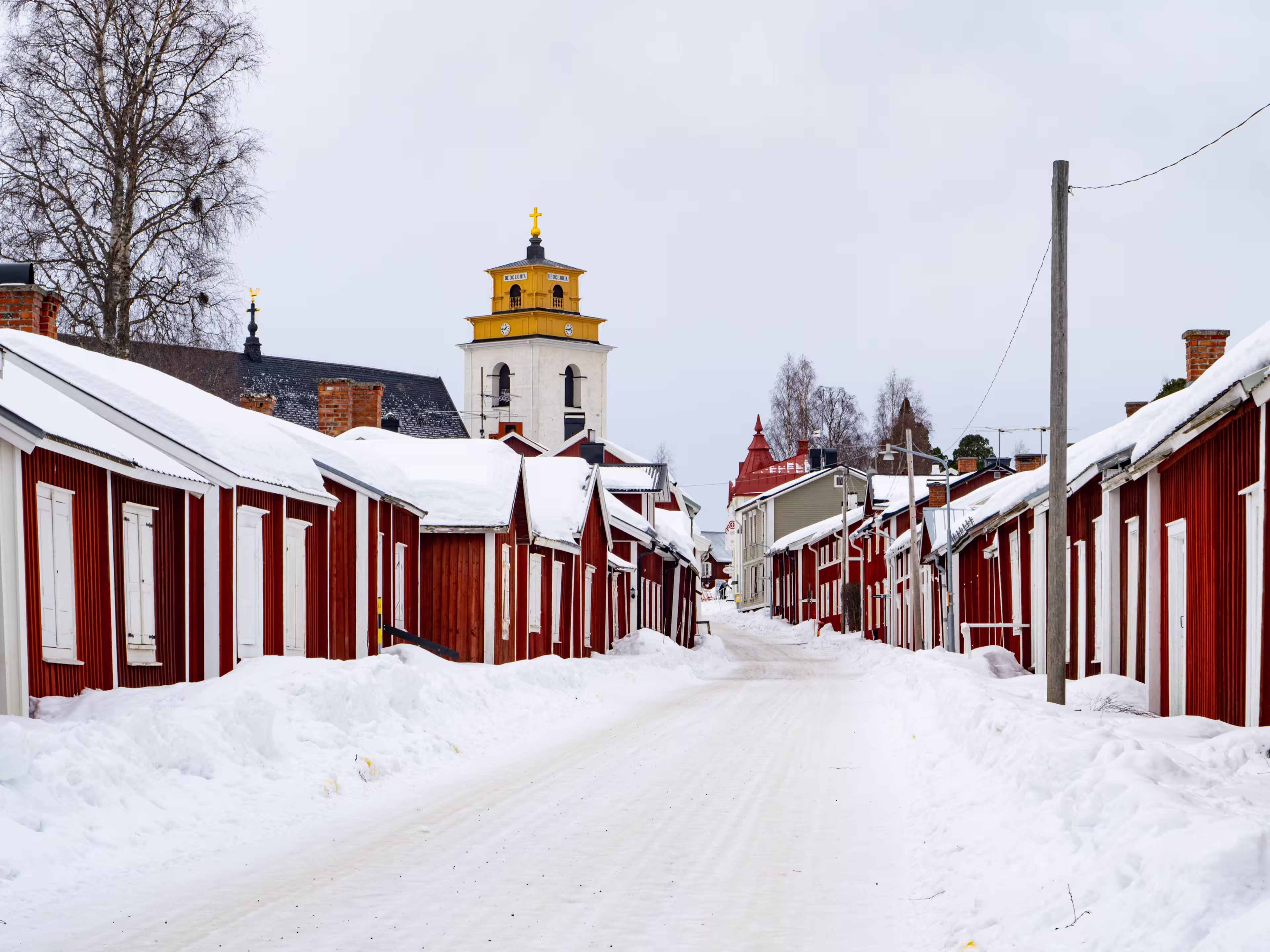Gammelstad Church Town snowfall in sweden