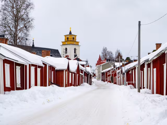Gammelstad Church Town snowfall in sweden