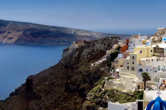 greece sontorini coastline panoramic ocean sea view village city pangreece