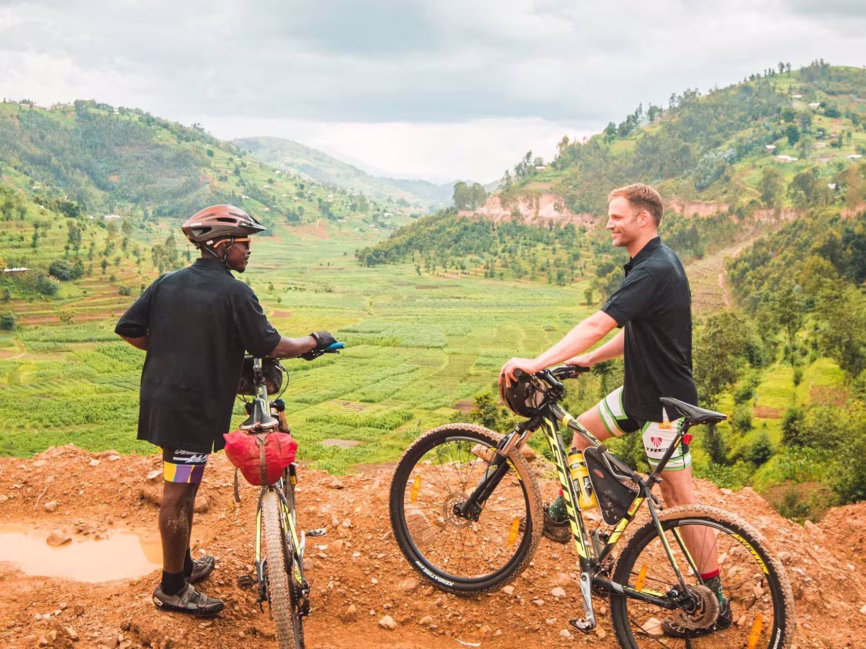 Take in the view on the mountain biking trail in Rwanda