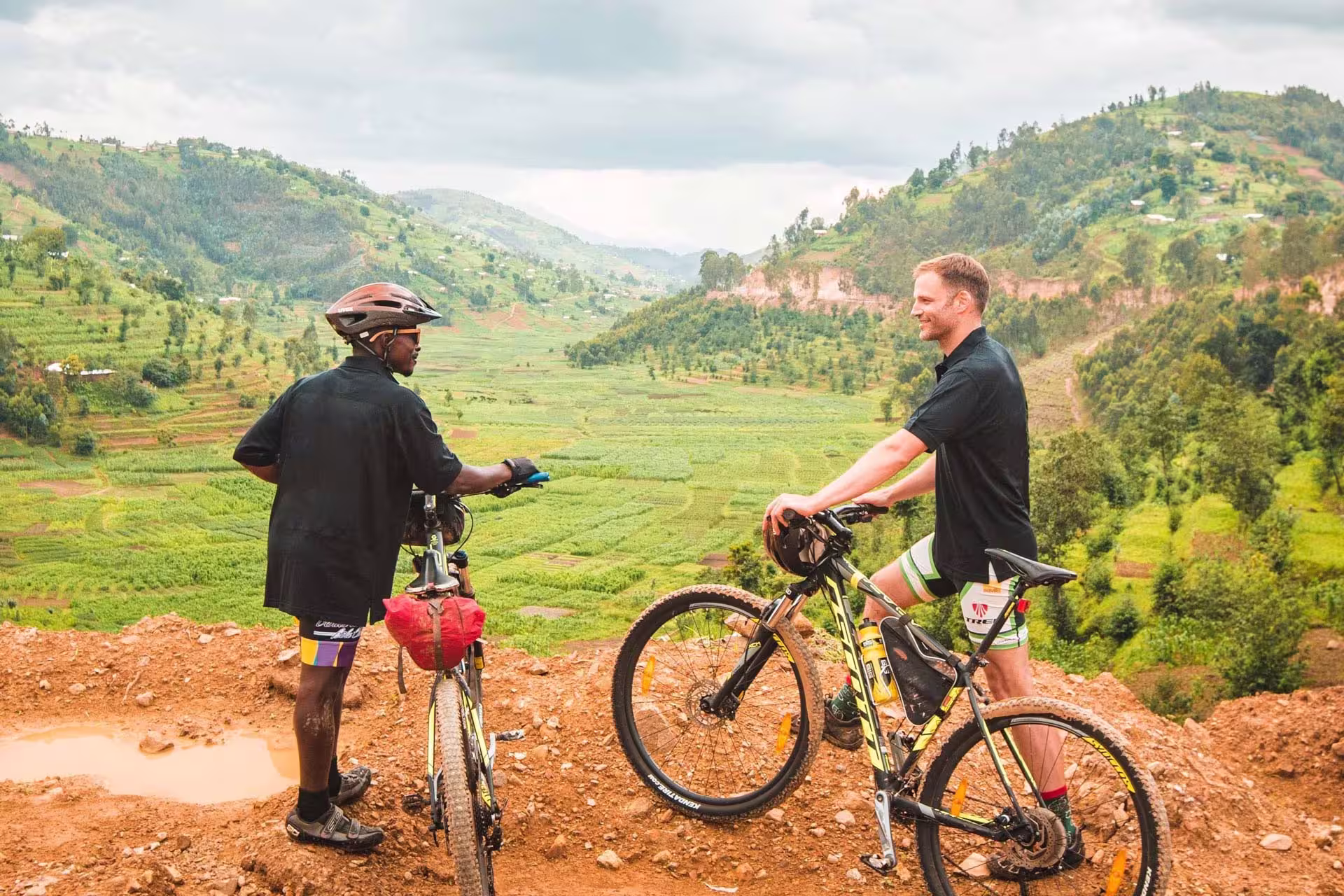Take in the view on the mountain biking trail in Rwanda