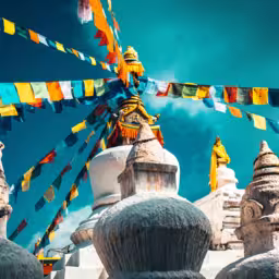 Stupa Namobuddha in the Himalaya mountains, Annapurna region, Nepal