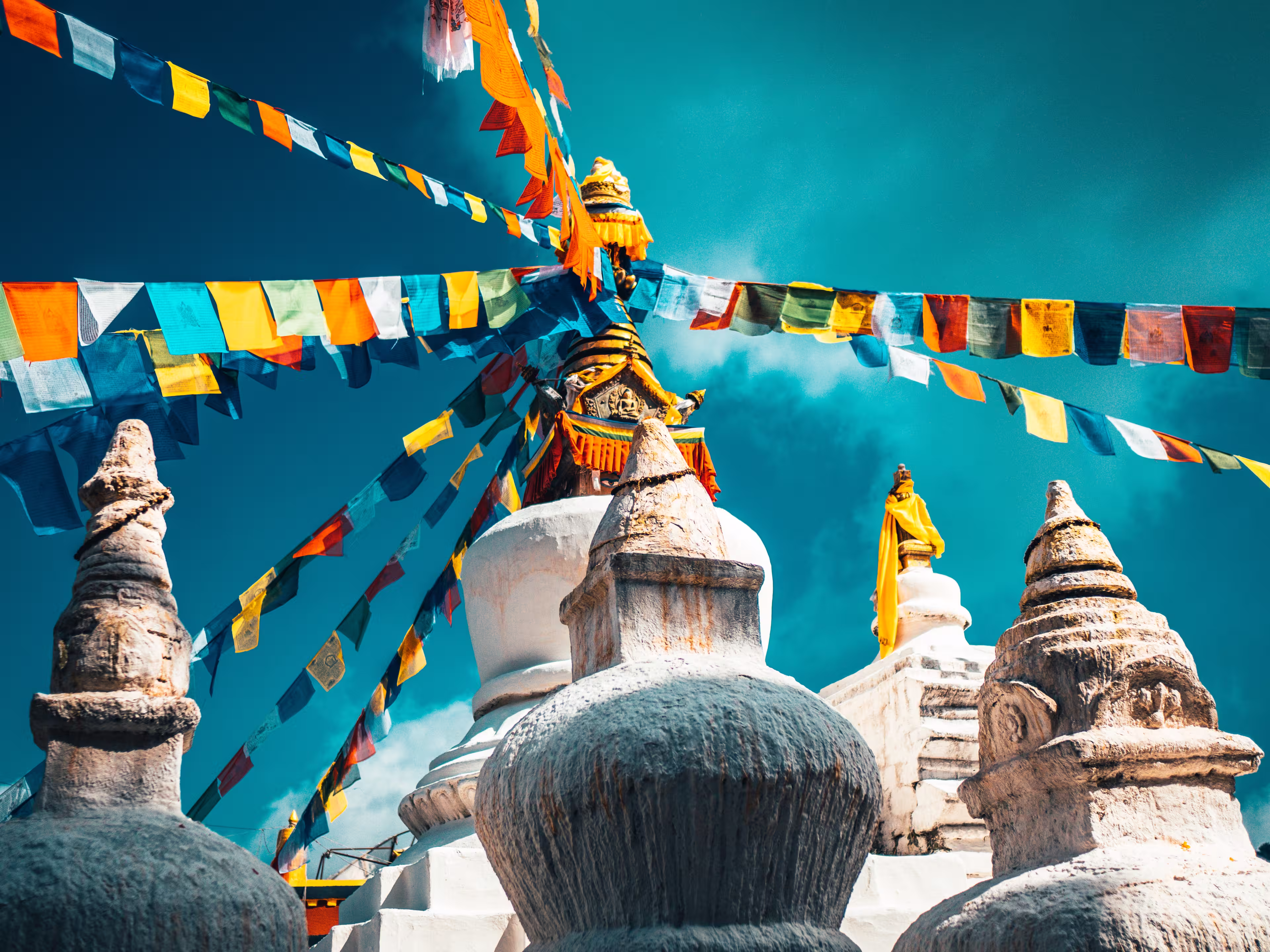Stupa Namobuddha in the Himalaya mountains, Annapurna region, Nepal