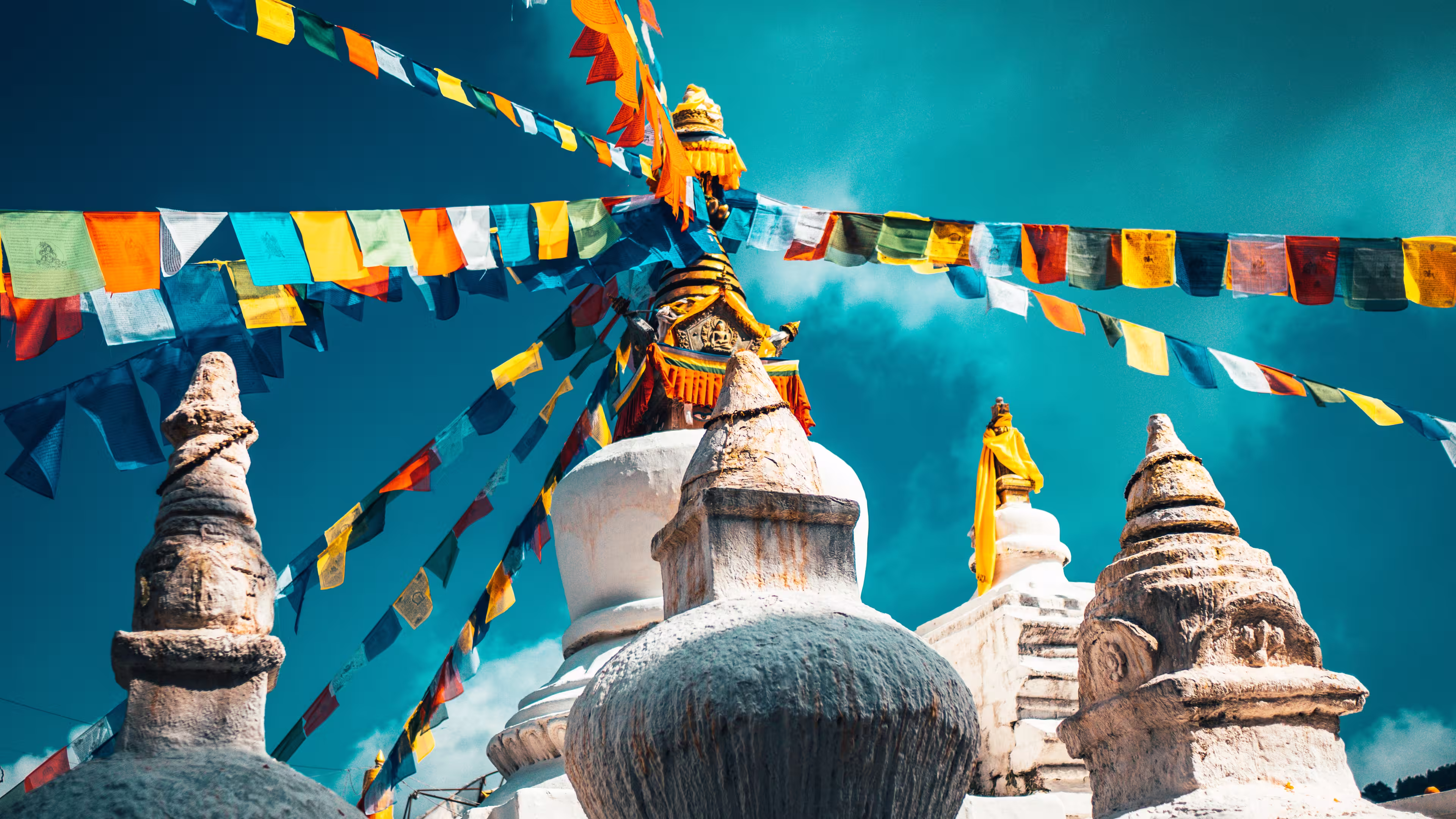 Stupa Namobuddha in the Himalaya mountains, Annapurna region, Nepal