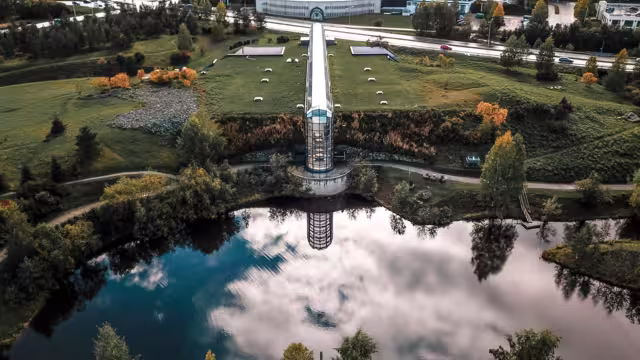 Drone-photographed Arctic Museum, Rovaniemi, Finland