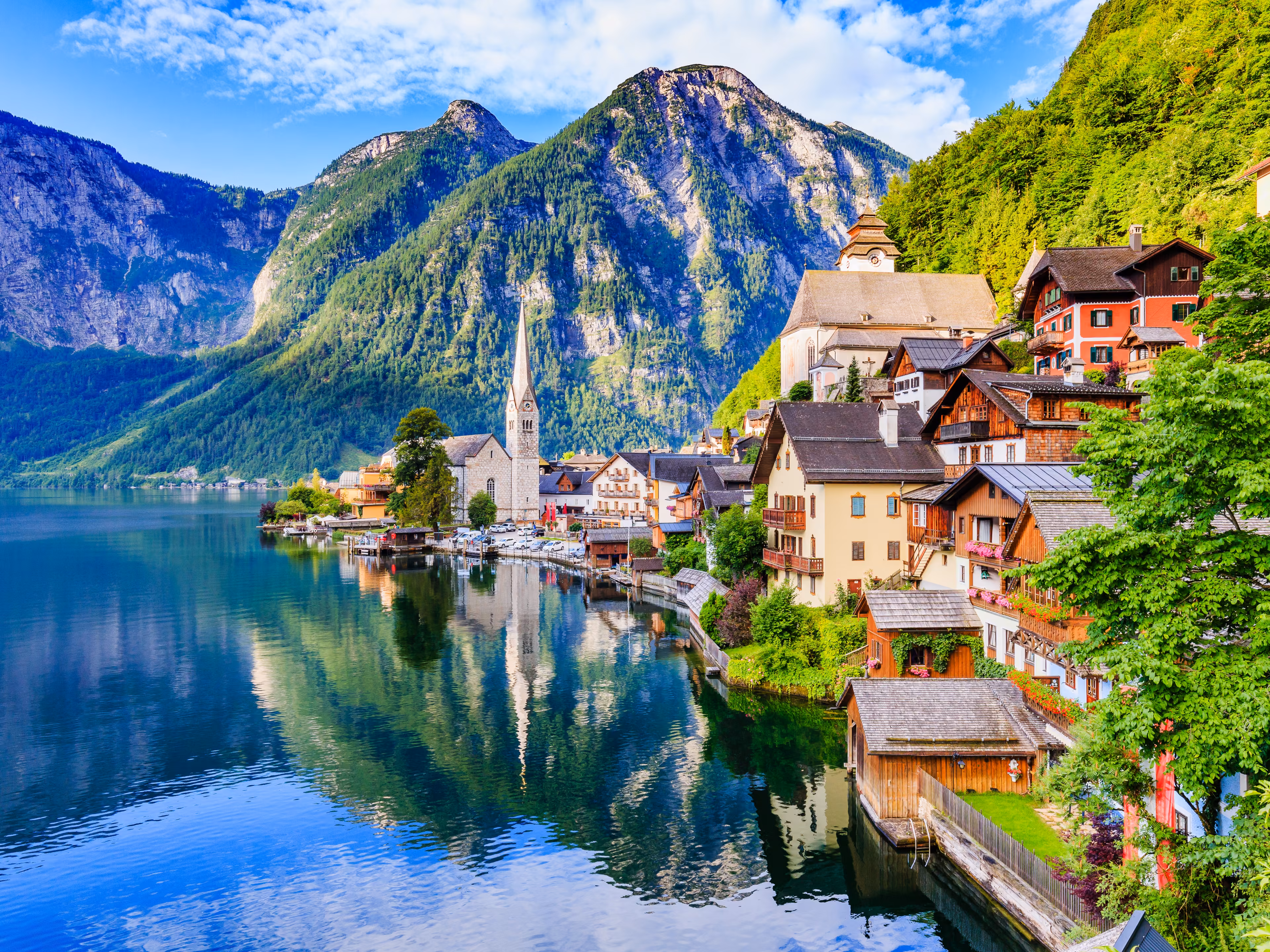 Hallstatt, Austria. Mountain village in the Austrian Alps.