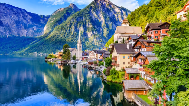 Hallstatt, Austria. Mountain village in the Austrian Alps.