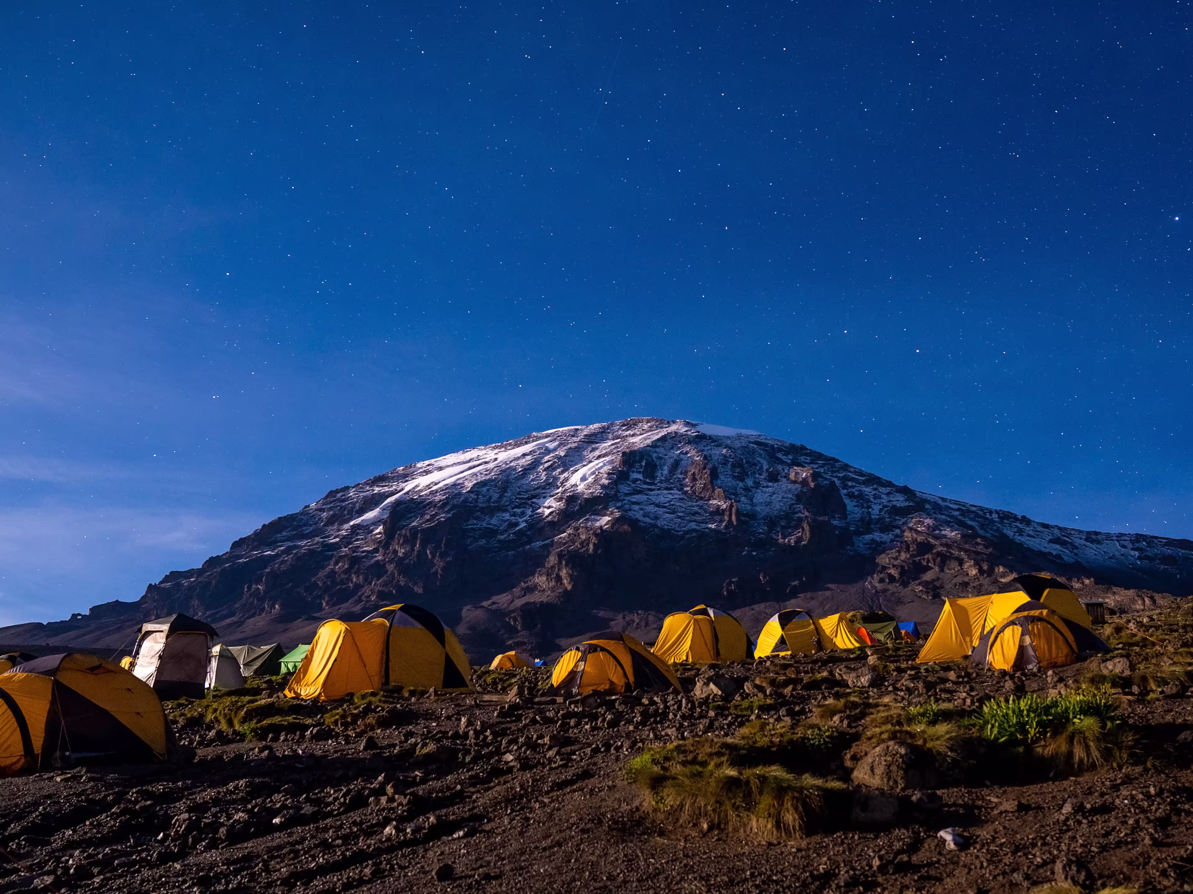 Panoramic view of mount Kilimanjaro, Tanzania. Beautiful mountain in Africa.