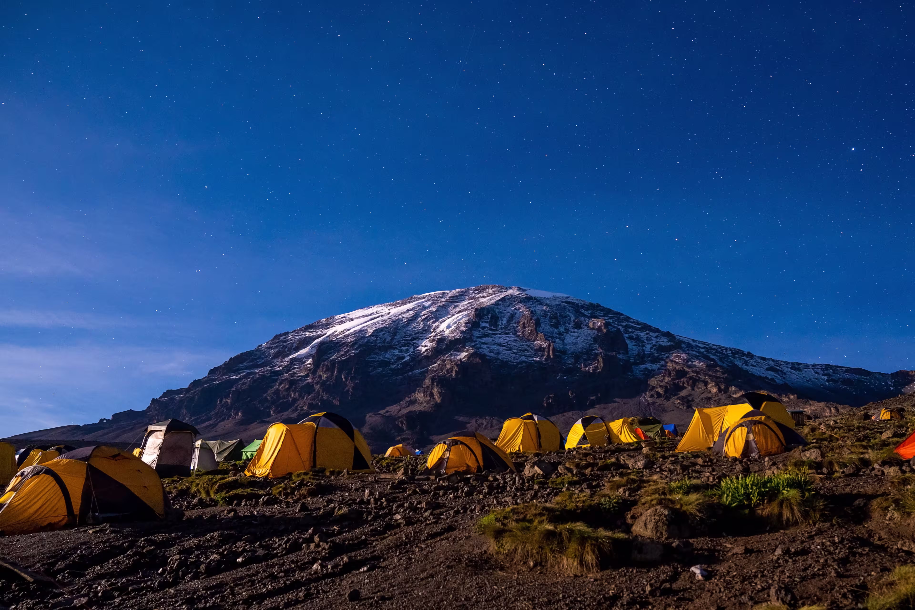 Panoramic view of mount Kilimanjaro, Tanzania. Beautiful mountain in Africa.
