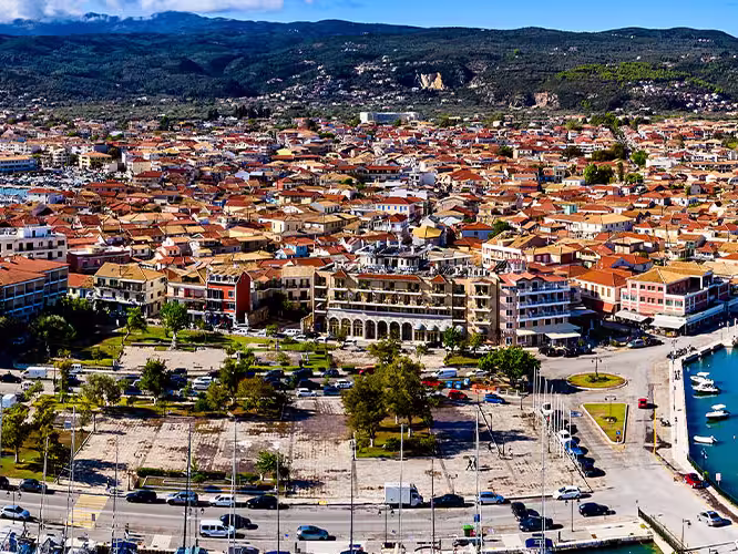Panorama of Lefkada harbour, Greece