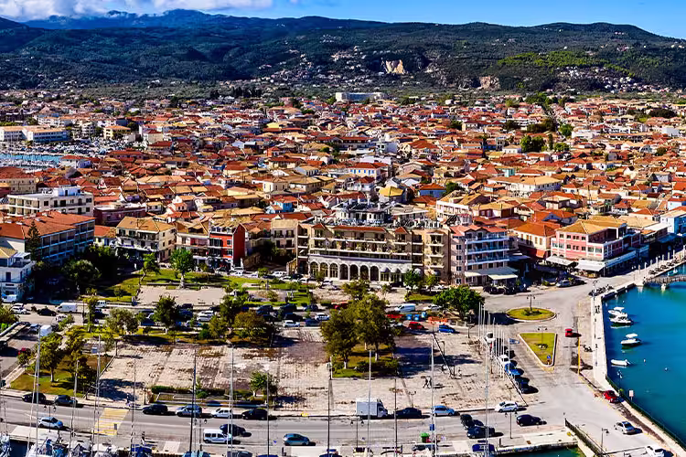 Panorama of Lefkada harbour, Greece