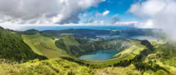 Panoramic image of the lake of Sete Cidades in Sao Miguel, Azores