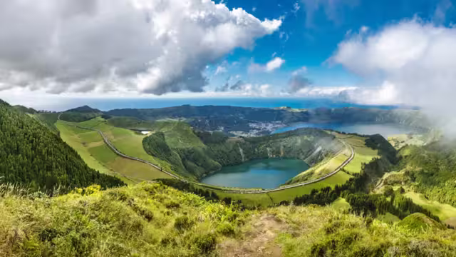 Panoramic image of the lake of Sete Cidades in Sao Miguel, Azores