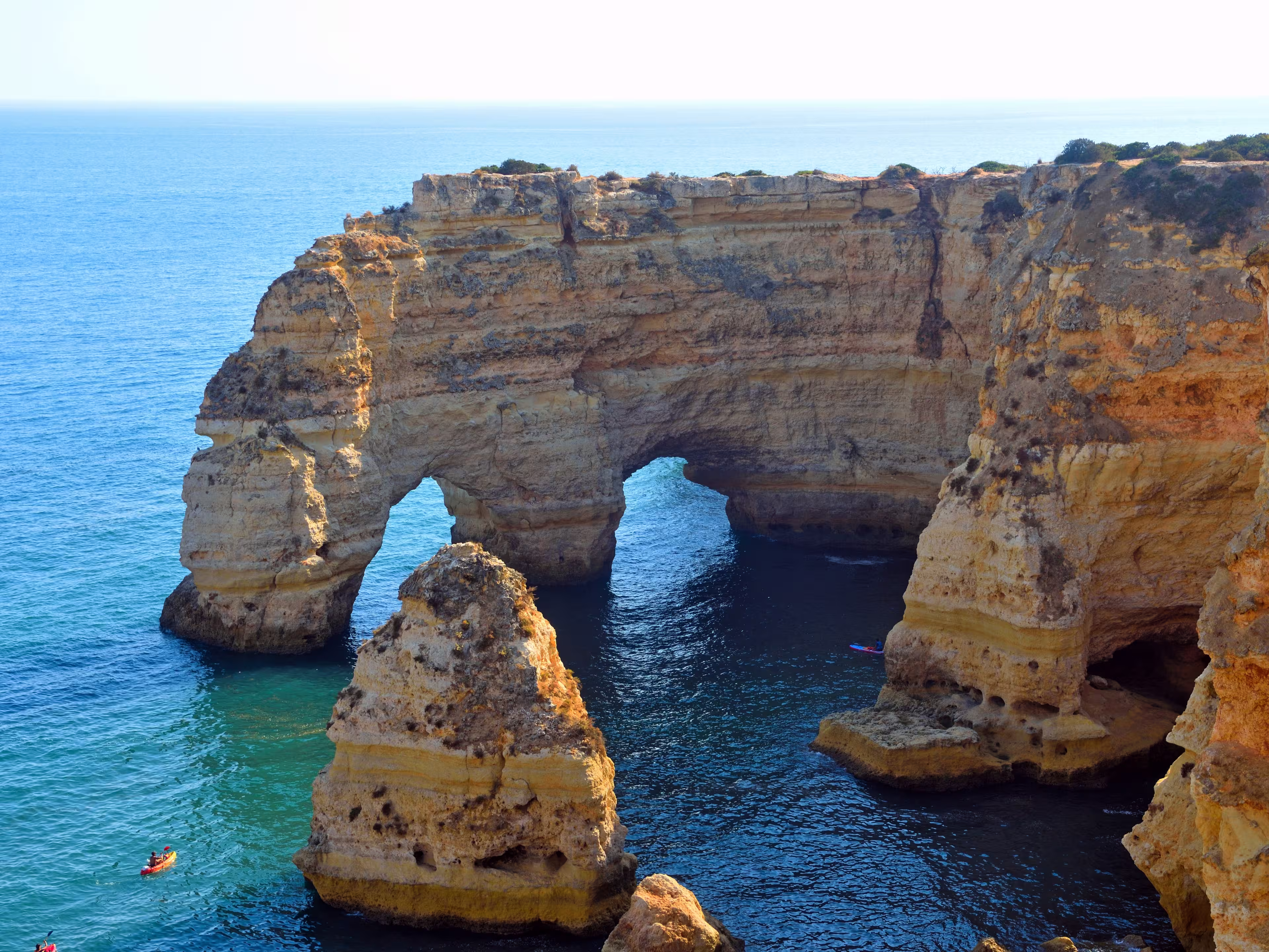 walking path with breathtaking views through the coast from porches to benagil caves lagoa algarve portugal