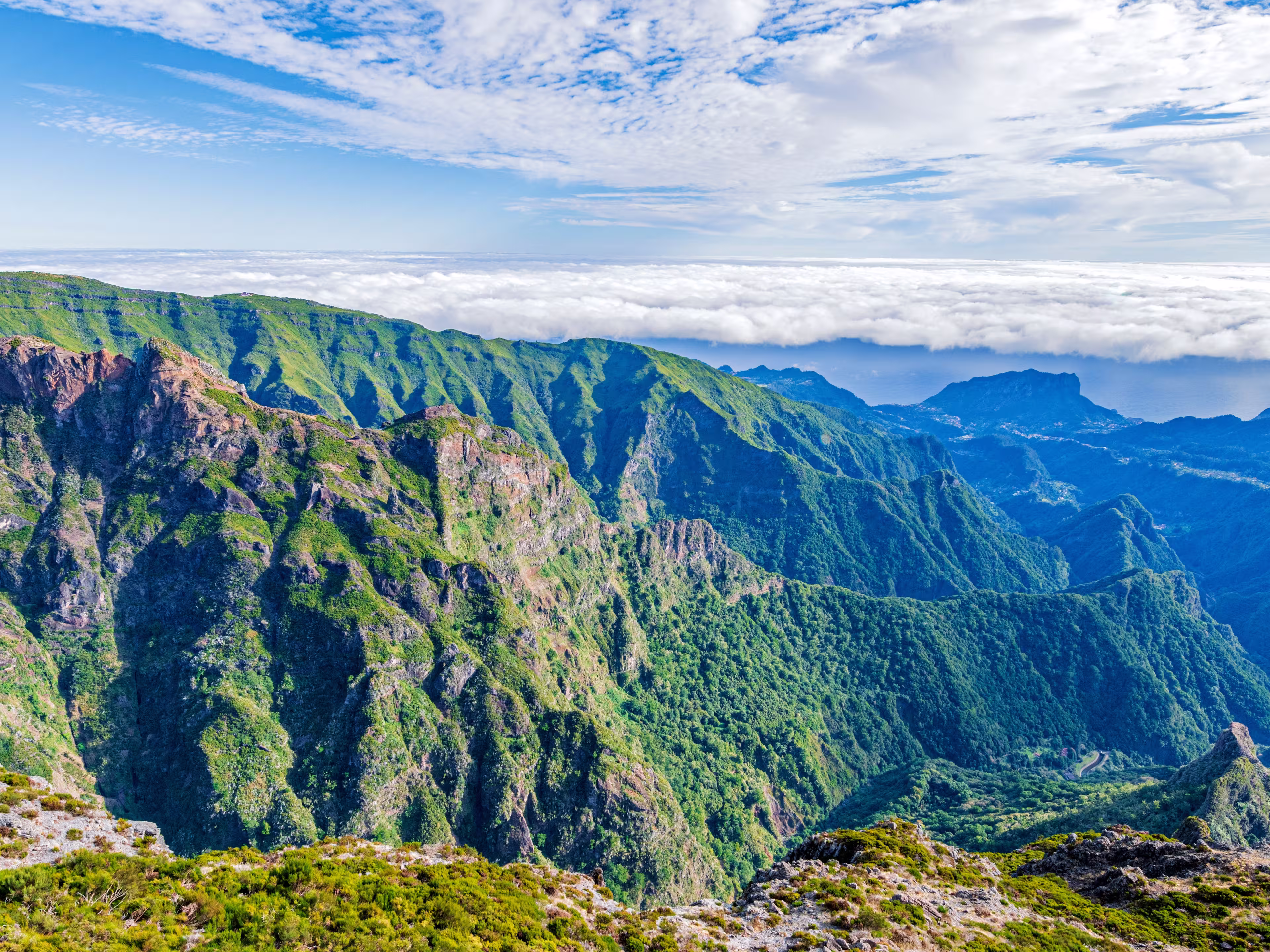 views and scenery from Pico do Arieiro or Arieiro Peak.  The name of a mountain on the Portuguese island of Madeira, and is the third highest point on the island at 1,818 meters