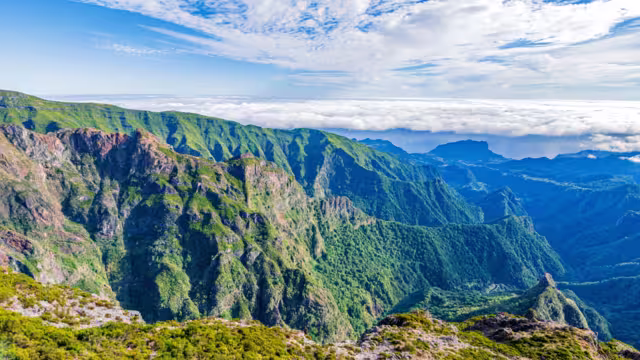 views and scenery from Pico do Arieiro or Arieiro Peak. The name of a mountain on the Portuguese island of Madeira, and is the third highest point on the island at 1,818 meters