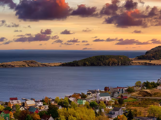 Dramatic Colorful Twilight Sky. Trinity, Newfoundland and Labrador, Canada.