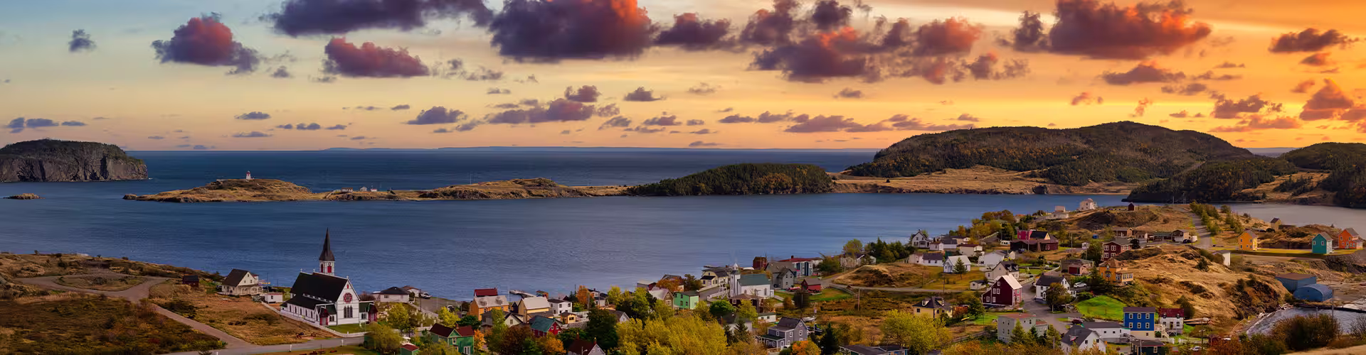 Dramatic Colorful Twilight Sky. Trinity, Newfoundland and Labrador, Canada.