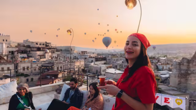 Take in the majesty of  hot air balloons ascending into the sky with Cappadocia's sunrise